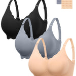 Angelhood Seamless Bras Women Soft Jelly Push Up Wireless Bra Supportive V Neck No Underwire Comfort Tshirt Bralettes