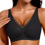 Gailife Womens Deep V Jelly Bras Wireless Mesh Comfortable Bralette Supportive No Underwire Bras Seamless Push Up Plunge Bra -BK,XL Midnight Black