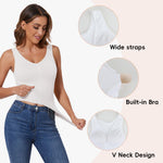 JOYSHAPER Women Tummy Control Shapewear Tank Tops V Neck Seamless Compression Camisole Slimming Body Shaper Cami White M