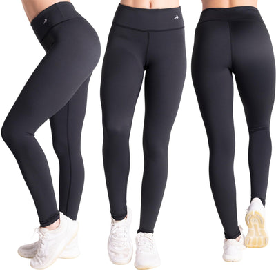 CompressionZ Women's Compression Leggings High Waisted Performance Shaping Gym, Pilates, Travel, Yoga, Workout Pants Black Large