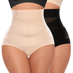 Werena Tummy Control Shapewear Panties for Women High Waisted Body Shaper Slimming Shapewear Underwear Girdle Panty(Black+Beige pack,Large)