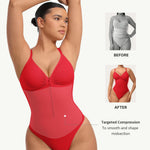 FeelinGirl Shapewear Tummy Control for Women Zip Shapewear Bodysuit Thong V-Neck Body Suit Seamless Body Shaper