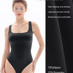 Popilush Double Lined Square Neck Body suits Backless Bodysuit Tank Tops Comfortable Bodysuits Tops