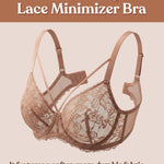 HSIA Minimizer Bras for Women Full Coverage, Unlined Lace Sexy Plus Size Underwire Bra for Large Breasts Dark Beige