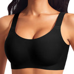 Womens Wireless Jelly Bras Plus Size No Underwire Seamless Full Coverage Comfortable Everyday Bra with Medium Support (Black, Medium)