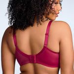 HSIA Minimizer Bras for Women Full Coverage, Unlined Lace Sexy Plus Size Underwire Bra for Large Breasts Rose Red
