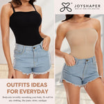 JOYSHAPER Women's Sexy Strapless Bodysuit Shaper Off the Shoulder Shaper Tank Top One Piece Leotard Nude S