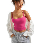 SUUKSESS Women Sexy Square Neck Tank Top Summer Y2K Going Out Tops Casual Sleeveless Basic Cami Shirts (Hot Pink, 2XS)
