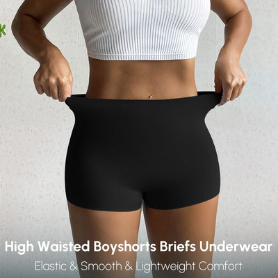 FallSweet BoyShort Underwear for Women No Show Seamless Panties Smooth Boxer Briefs Stretch Shorts, black, M