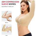 Nebility Arm Compression Sleeve Women Arm Shaper Post Surgery Post Surgery Front Closure Bra(Beige,Medium)