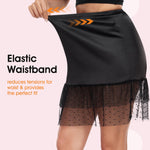 MANCYFIT Double Lace Half Slip for Women Under Dress Lace Slip Skirt Extenders Satin Under Skirt Liner Black XX-Large