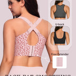 OEAK Womens Wireless Bras Supportive Seamless Full Coverage Bra Push Up Comfortable Bra No Underwire Everyday Tshirt Bras Pink Leopard L