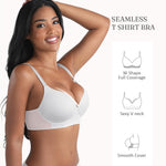 FeelinGirl Wireless Bras for Women No Underwire Seamless Full Coverage Comfortable Everyday Bra Medium Support White 36D