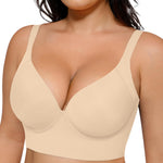 SHAPELLX Bras for Women Back Smoothing Push Up Underwire Supportive T Shirt Bras (Beige, 42H)