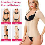 Gotoly Women Waist Trainer Corset Tummy Control Shapewear Upper Arm Shaper Post Surgical Slimmer Compression Tops(Beige Short Sleeve,Small)