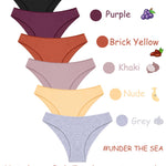 UNDER THE SEA Cotton Underwear for Women 6 Pack Sexy Bikini High Cut Breathable Cheeky Panties Underwear Womens Lingerie Outfits Clothes