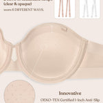 HSIA Strapless Bras for Women Large Bust Coolcomfort Minimizer Corset Full Coverage Plus Size Convertible Bustier with Underwire, Almond Beige 34DD