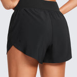CRZ YOGA High Waisted Dolphin Athletic Running Shorts for Women 3" High Split Comfy Mesh Liner for Gym Workout Track Black X-Small