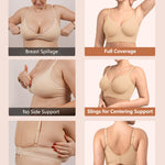 HSIA Bras for Women Minimizer Full Coverage Seamless Plus Size Longline Unlined Underwire Back Smoothing Bra, Beige 36DD