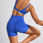 INGIA Womens High Waist No Front Seam Biker Shorts 4 Inches Running Volleyball Spandex Yoga Gym Workouts Royal X-Small