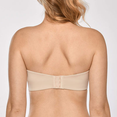 DELIMIRA Women's Strapless Bra Unlined Underwire Minimizer Plus Size Support Beige 36D