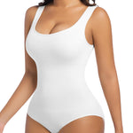 ONEW Shapewear Bodysuits Tummy Control Body Shaper Seamless Waist Trainer for Women Scoop Neck Going out Tops,White,XX-Large