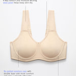 SYROKAN Women's Max Control Underwire Sports Bra High Impact Plus Size with Adjustable Straps Unlined Bra Beige 38DD
