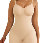 SHAPERX Shapewear for Women Tummy Control Bodysuit Mid Thigh Body Shaper Shorts for a Lifted Look,SZ5218-2-Beige-L/XL
