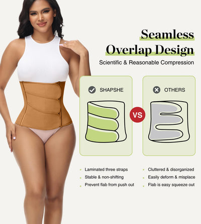 SHAPSHE Waist Trainer for Women Postpartum Recovery Wrap Girdles Cincher Corset Shapewear Belly Band Coffee L