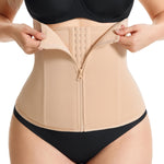 Gotoly Waist Trainer for Women Zipper Corset Shapewear Tummy Control Faja Body Shaper Waist Cincher Workout Girdle(Beige,X-Small)