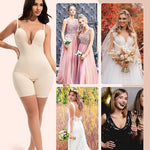 Slimers Backless Shapewear Tummy Control: Low Back Plunge Shapewear Bodysuit - Slimming Built-In Bra Full Body shaper Woman