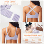 Seamless Jelly Padded Bras for Women No Underwire Full Coverage Supportive Push Up Gel Bra Wireless Low Cut Soft Bralettes(A1#Purple(v Neck),Medium)