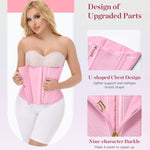 SHAPSHE Waist Trainer for Women Workout Corset Cincher Shapewear Zipper Underbust Faja Body Shaper Pink XXL