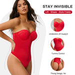 Nebility Shapewear Bodysuit for Women - Lace Thong Bodysuit with Underwire Strapless Body Shaper for Night Out