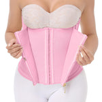 SHAPSHE Waist Trainer for Women Workout Corset Cincher Shapewear Zipper Underbust Faja Body Shaper Pink XXL