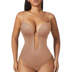 Slimers Women Shapewear Backless Body Bra Shaper Womens Plus Size Plunge Invishaper Low Back Thong Bodysuits Open Crotch Daily Use((Skin Pink M)