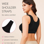 BRABIC Front Closure Compression Full Coverage Bras for Women Post Surgery Everyday Black