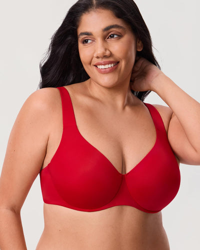 DELIMIRA Minimizer Bras for Women Full Coverage Plus Size Underwire Unlined Supportive Seamless Bra Lipstick Red 38DD