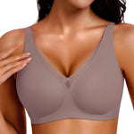 Gailife Womens Deep V Jelly Bras Wireless Mesh Comfortable Bralette Supportive No Underwire Bras Seamless Push Up Plunge Bra -GR,3XL Berry Grey