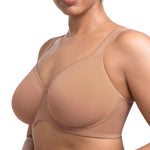 HSIA Bras for Women Minimizer Full Coverage, Plus Size T Shirt Unlined Underwire Smooth Bra, Seamless Cups Joan Ultimate Soft Dark Beige