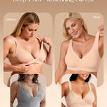 Vertvie 2026 Womens Wireless Jelly Bras Push Up Cup-Engineered Support Deep V Lift Bra Seamless No Underwire T-Shirt Bralette(Sand,36C)