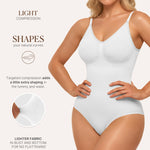 BRABIC Bodysuit Shapewear for Women Tummy Control Panties Seamless Sleeveless Tops V-Neck Camisole Jumpsuit(White Brief, X-Small/Small)