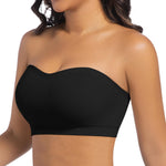 ONEW Strapless Bras for Women Non-Slip Silicone Bandeau Bra Seamless Wireless Tube Top Bralette,Black,Small