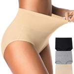 Eiggam High Waisted Underwear for Women Soft Breathable Postpartum Underwear for Women Cotton Full Coverage Briefs Tummy Control Women's Panties(L)
