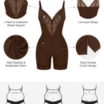 Popilush Shapewear Bodysuit Tummy Control - Deep V Neck Sleeveless Lace Corset Shapewear Tops Body Shaper