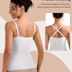 EUYZOU Women Tummy Control Shapewear Cami Tank Tops, Black/White L