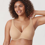 DELIMIRA Minimizer Bras for Women Full Coverage Plus Size Underwire Unlined Supportive Seamless Bra Warm Beige 38DD