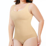 Nebility Plus Size Bodysuit Shapewear Tummy Control Body Shaper for Women Seamless Body Suit Sleeveless Going Out Tops (Beige Plus Size, 0X)