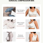 FeelinGirl Breast Augmentation Post Op Bra After Breast Surgery Support Compression Bras White Large