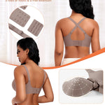 Seamless Jelly Sewn in Padded Bras for Women No Underwire Full Coverage Supportive Bralettes Everyday Soft Gel Bra(A1# Coffee(Pure),X-Large)
